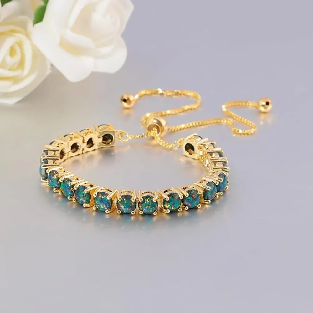 Bolo Style Created Opal bracelets - Picture 4 of 5